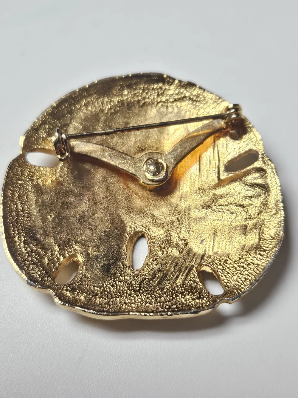 Large Gold Sand Dollar Brooch